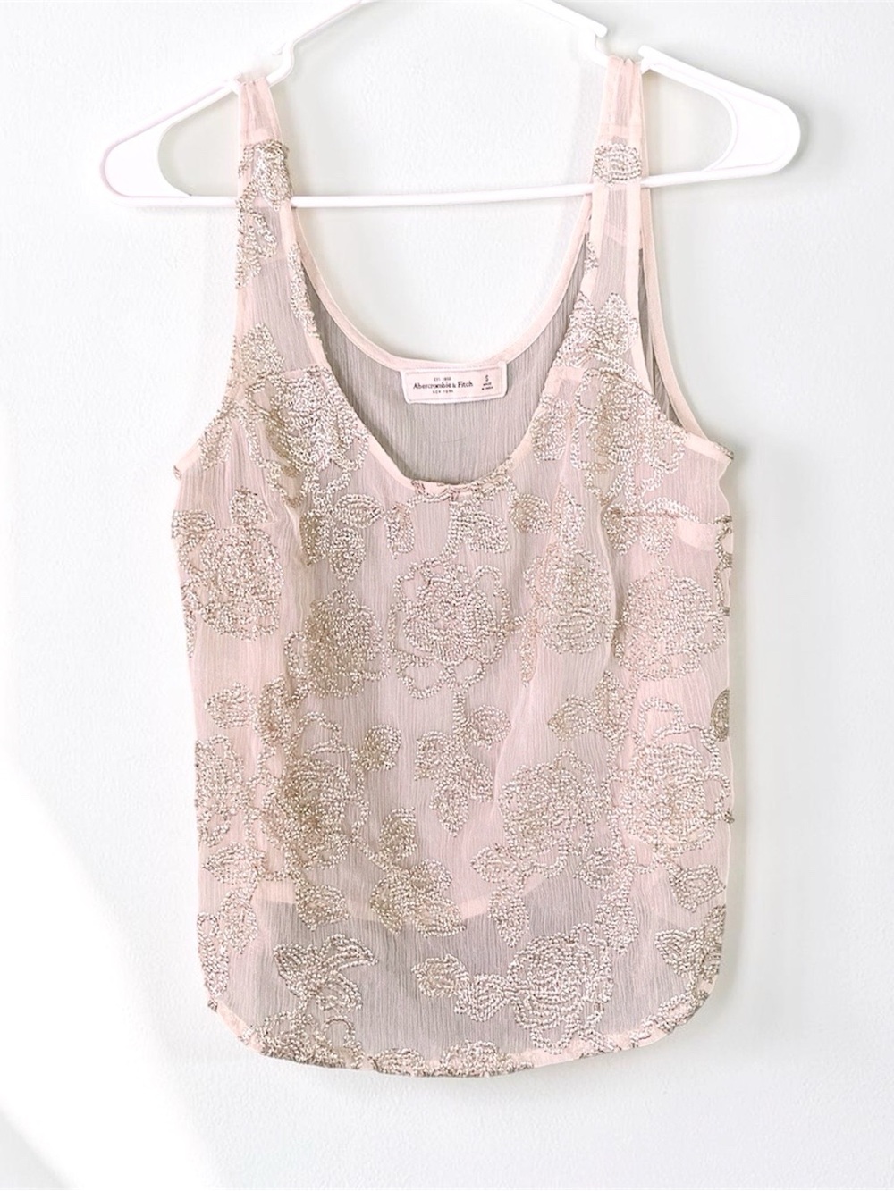 Vintage Y2K Abercrombie & Fitch Sheer Embellished Floral Tank Top